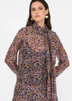 Abito a fiori in chiffon di seta
