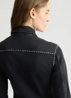 Abito chemisier in denim con borchie