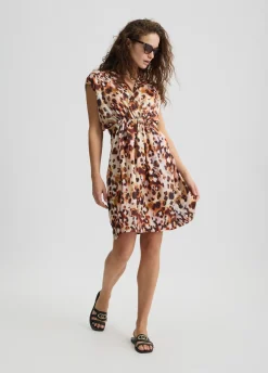Abito corto in raso animalier