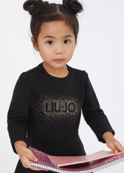Abito in felpa con logo e strass