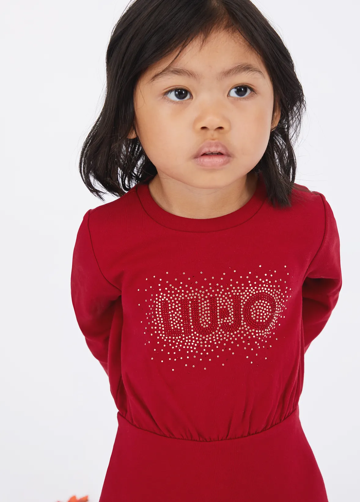 Abito in felpa con logo e strass
