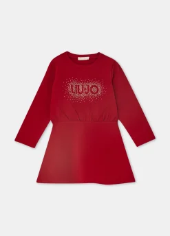 Abito in felpa con logo e strass