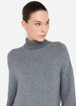 Abito in maglia con micro paillettes