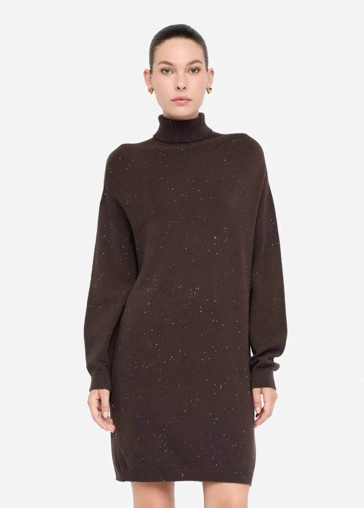 Abito in maglia con micro paillettes