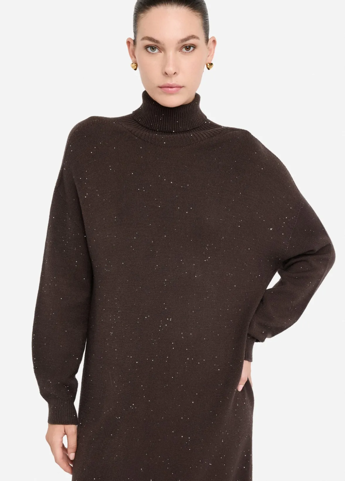 Abito in maglia con micro paillettes