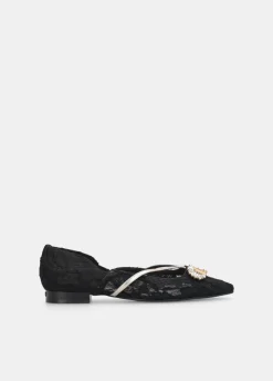 Ballerine in pizzo con logo gioiello