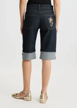 Bermuda in denim con risvolto
