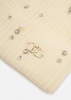 Berretto con strass e perle