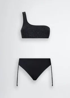 Bikini top monospalla e slip in lurex®