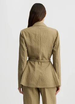 Blazer a righe con cintura