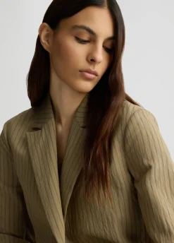 Blazer a righe con cintura
