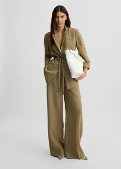 Blazer a righe con cintura