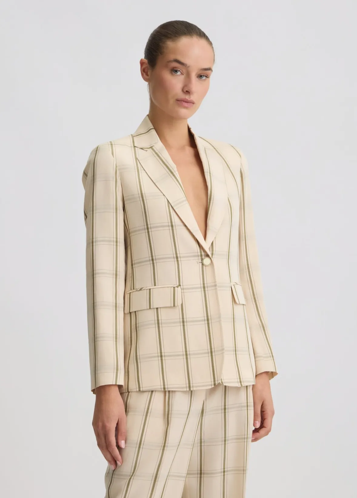 Blazer in misto lino check