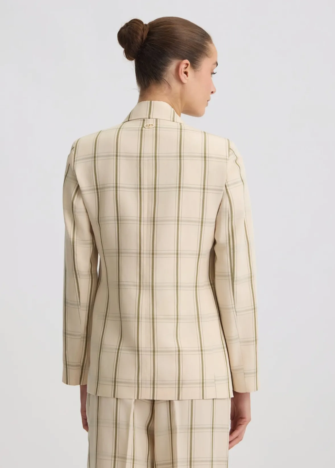 Blazer in misto lino check