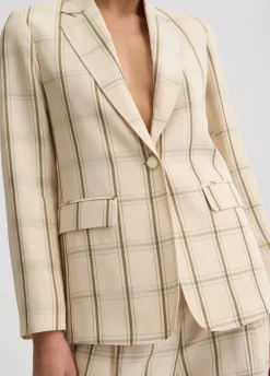 Blazer in misto lino check