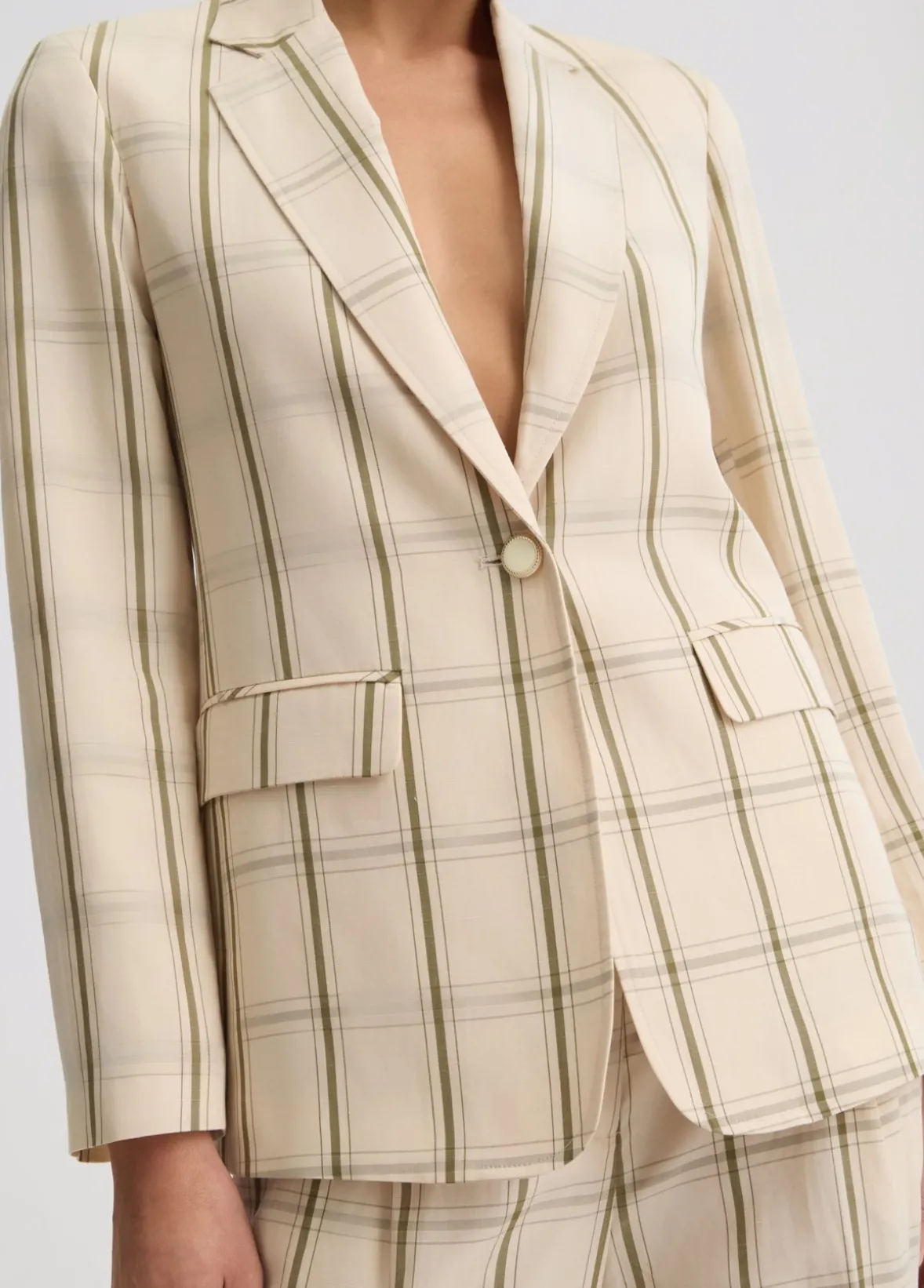 Blazer in misto lino check