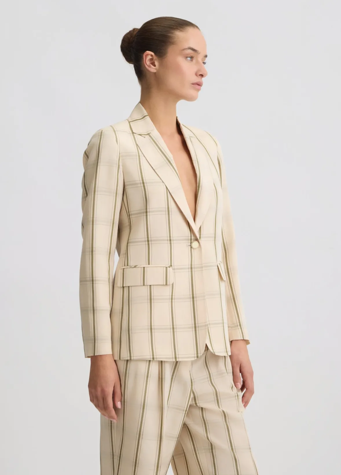 Blazer in misto lino check