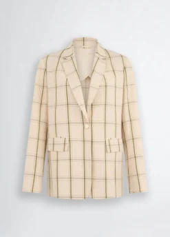 Blazer in misto lino check