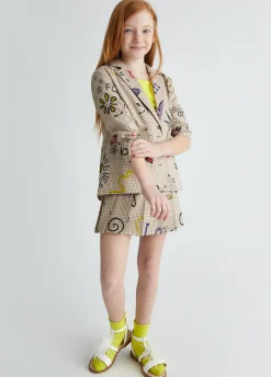 Blazer in principe di galles con stampa