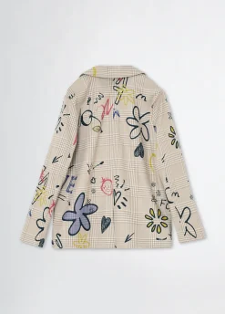 Blazer in principe di galles con stampa