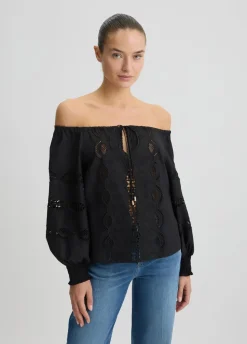 Blusa in cotone con ricami