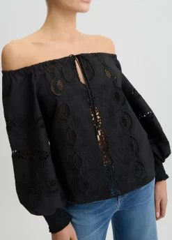 Blusa in cotone con ricami