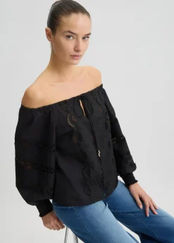 Blusa in cotone con ricami