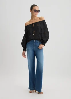 Blusa in cotone con ricami