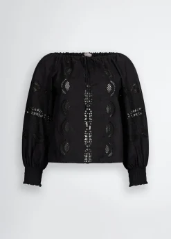 Blusa in cotone con ricami
