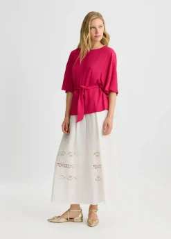 Blusa in crêpe de chine