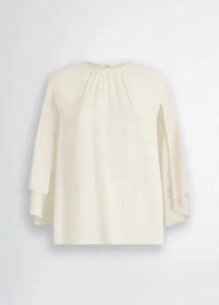 Blusa in crêpe de chine con cintura