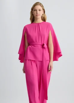 Blusa in crêpe de chine con cintura