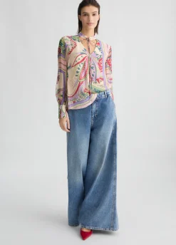 Blusa in seta stampata