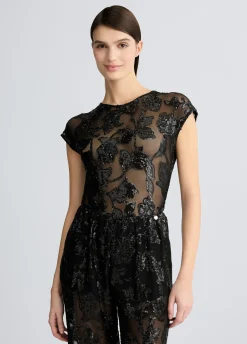Body top in tulle ricamato