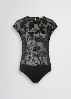 Body top in tulle ricamato
