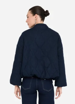 Bomber in denim trapuntato