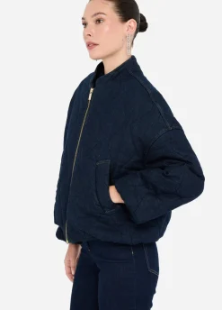 Bomber in denim trapuntato