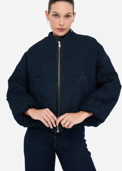 Bomber in denim trapuntato