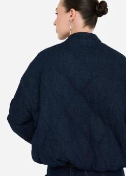 Bomber in denim trapuntato