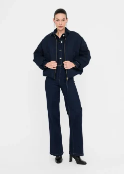 Bomber in denim trapuntato