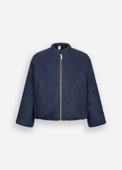 Bomber in denim trapuntato