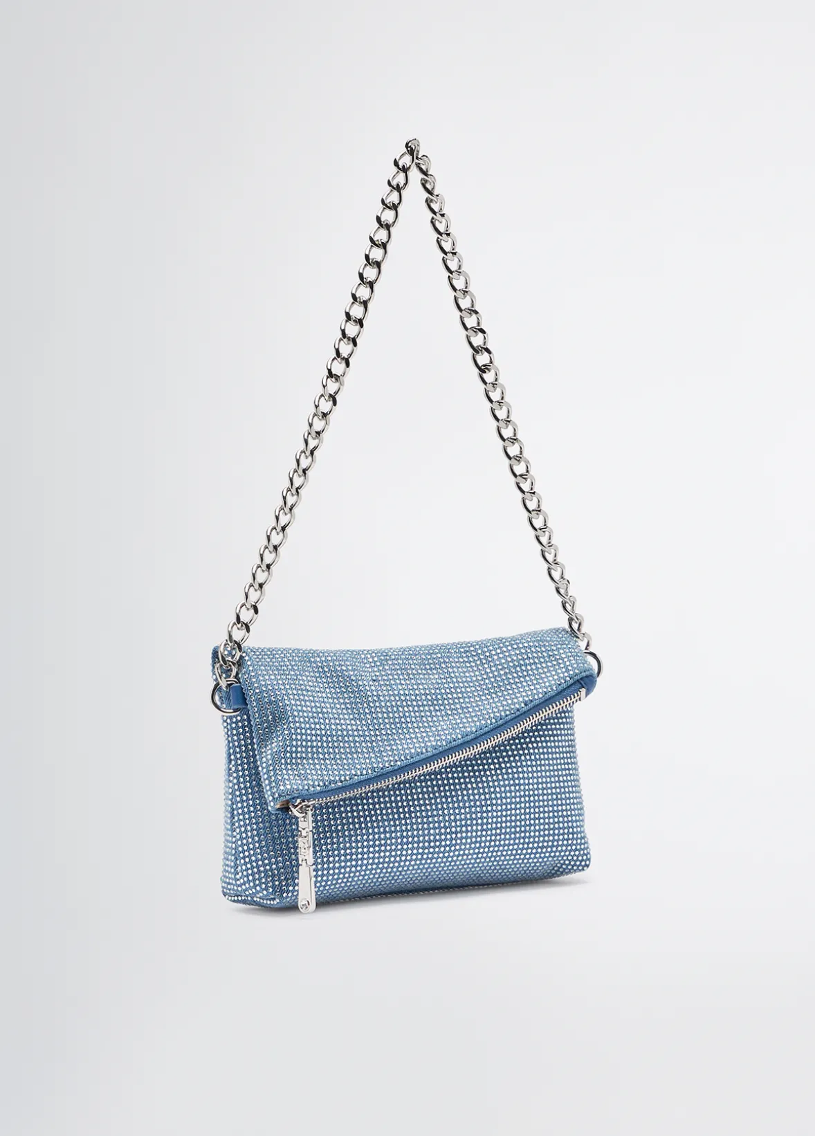 Borsa a spalla piccola in denim con strass