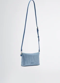 Borsa a spalla piccola in denim con strass