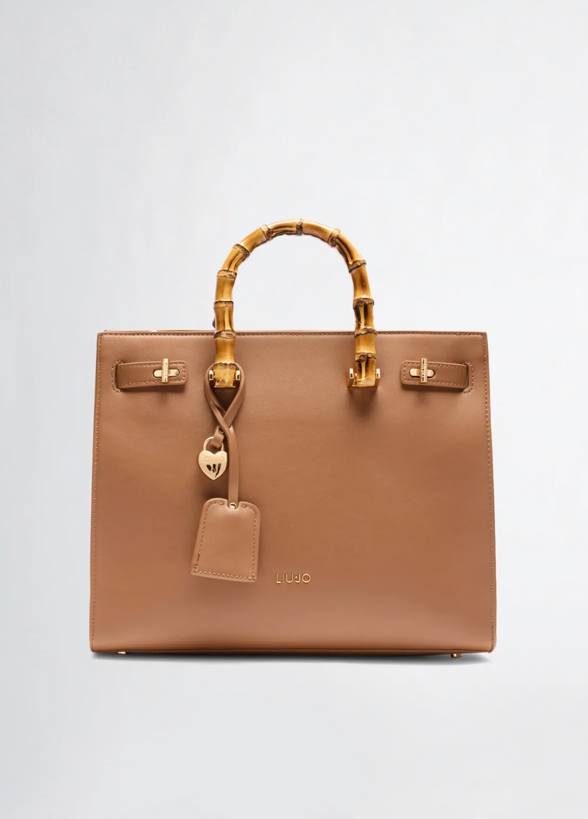 Borsa grande con manici effetto bamboo