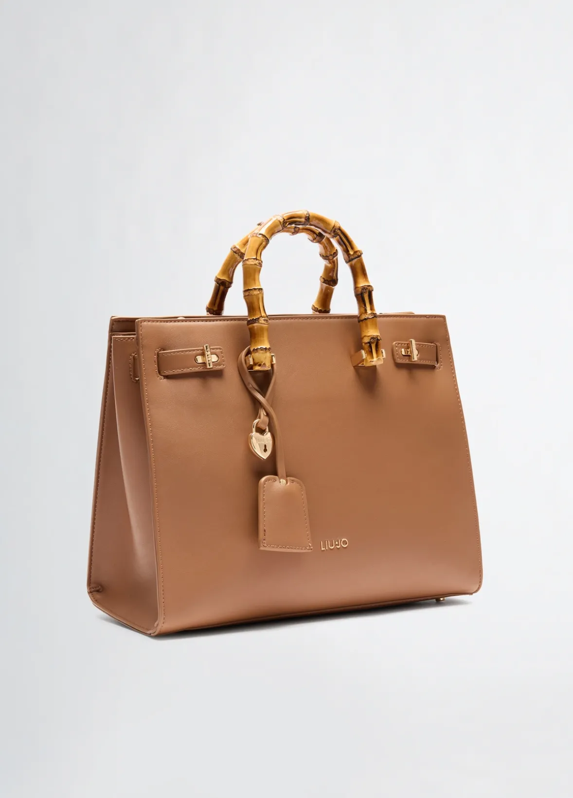 Borsa grande con manici effetto bamboo
