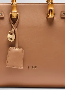 Borsa grande con manici effetto bamboo