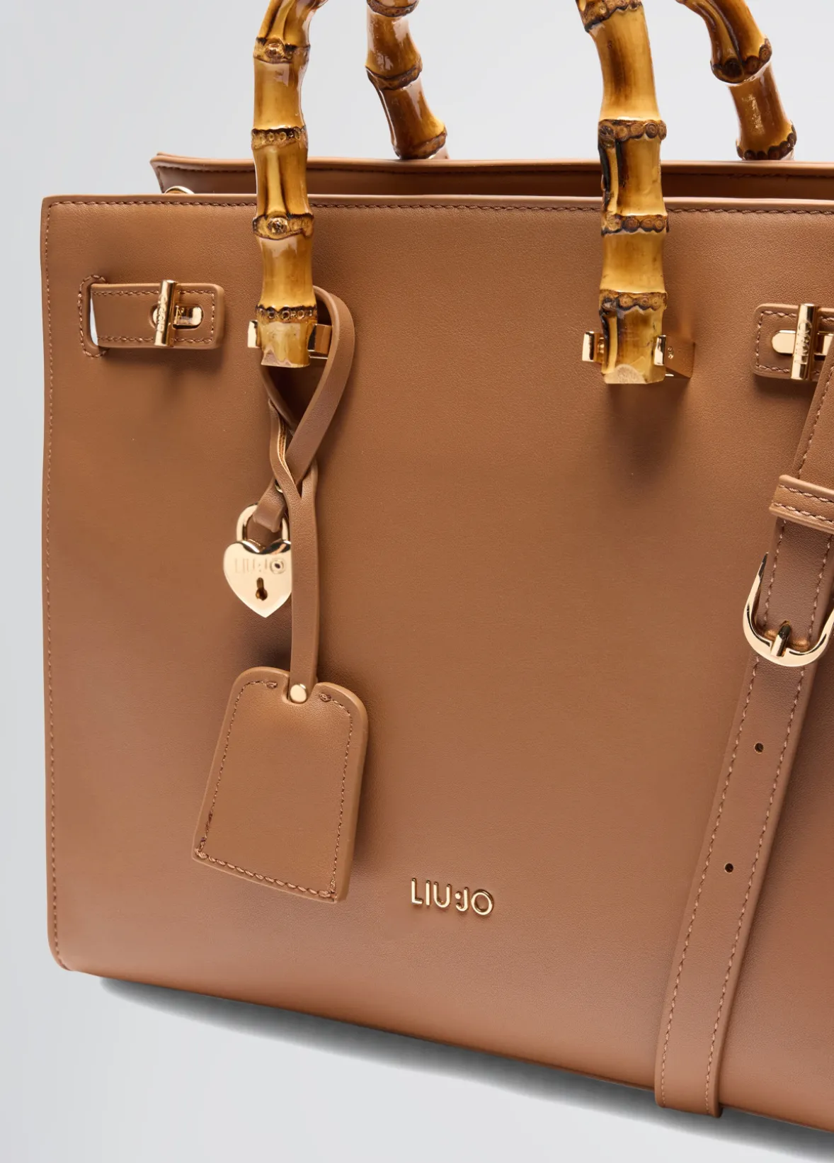 Borsa grande con manici effetto bamboo