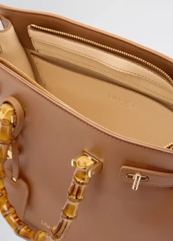 Borsa grande con manici effetto bamboo