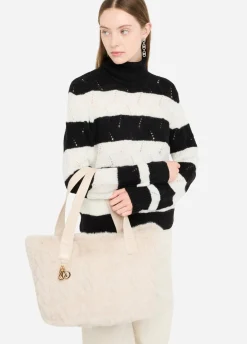 Borsa hobo grande in pelliccia sintetica