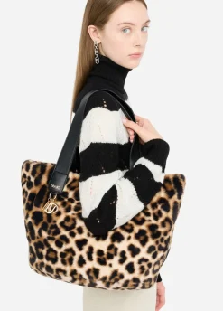 Borsa hobo grande in pelliccia sintetica